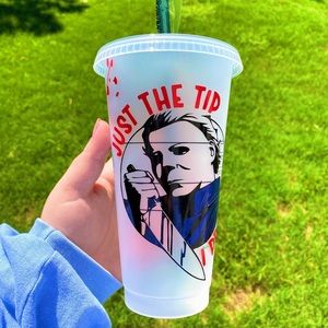 Michael myers “just the tip” Starbucks coldcup